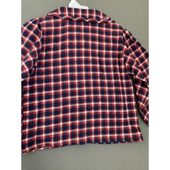 Vintage Shirt Girls Medium Red Blue Button Up Flannel Dead Stock 90s‎ 955 Kids - Picture 12 of 16